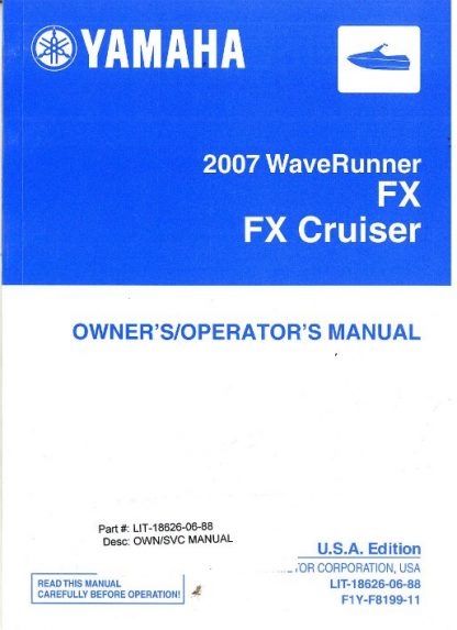 Official 2007 Yamaha FX1000AF Factory Owners Manual