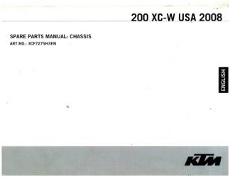 Official 2008 KTM 200 XC-W USA Chassis Spare Parts Manual