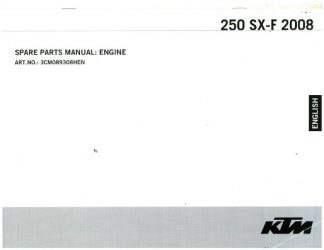 Official 2008 KTM 250 SX-F Engine Spare Parts Manual