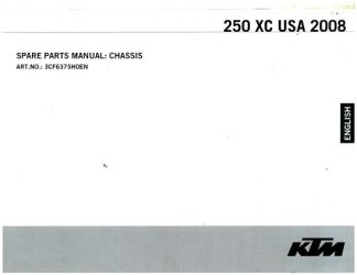 Official 2008 KTM 250 XC USA Chassis Spare Parts Manual