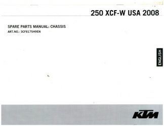 Official 2008 KTM 250 XCF-W Chassis Spare Parts Manual