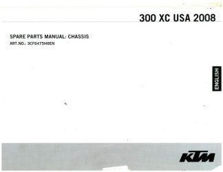 Official 2008 KTM 300 XC USA Chassis Spare Parts Manual