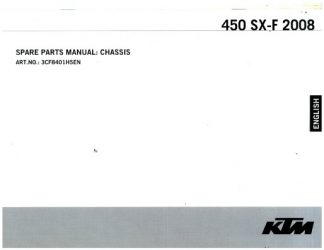 Official 2008 KTM 450 SX-F Chassis Spare Parts Manual