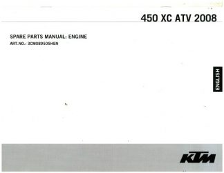 Official 2008 KTM 450 XC ATV Engine Spare Parts Manual