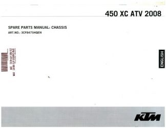 Official 2008 KTM 450 XC Chassis Spare Parts Manual