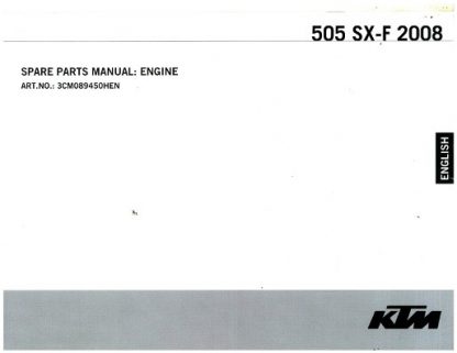 Official 2008 KTM 505 SX-F Engine Spare Parts Manual