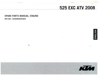 Official 2008 KTM 525 EXC ATV Engine Spare Parts Manual