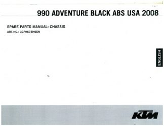 Official 2008 KTM 990 Adventure Black ABS USA Chassis Spare Parts Manual