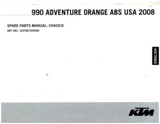 Official 2008 KTM 990 Adventure Orange ABS USA Chassis Spare Parts Manual