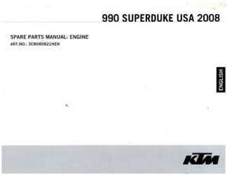 Official 2008 KTM 990 Superduke Engine Spare Parts Manual