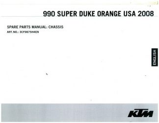 Official 2008 KTM 990 Superduke Orange Chassis Spare Parts Manual