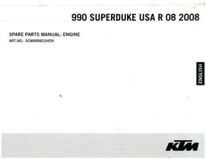 Official 2008 KTM 990 Superduke R USA Engine Spare Parts Manual