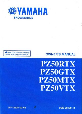 Official 2008 Yamaha PZ50 Phazer Venture Lite Snowmobile Owners Manual