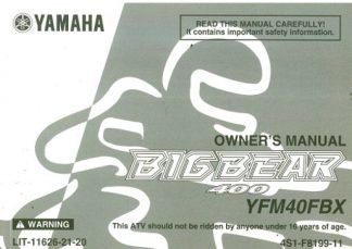Official 2008 Yamaha YFM400FBX Big Bear Owners Manual