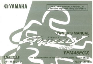 Official 2008 Yamaha YFM450FGX Grizzly Owners Manual