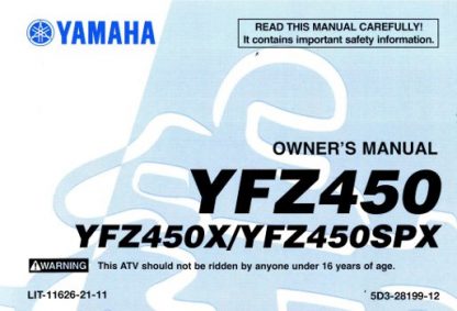 Official 2008 Yamaha YFZ450SPX ATV Owners Manual