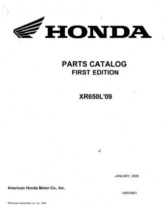 Official 2009 Honda XR650L Factory Parts Manual