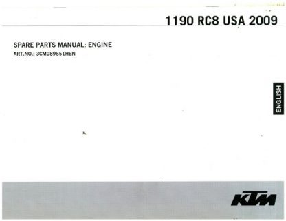 Official 2009 KTM RC8 US Engine Spare Parts Manual