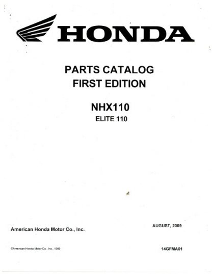 Official 2010 Honda NHX110 Elite Factory Parts Manual