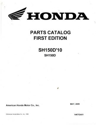 Official 2010 Honda SH150D Factory Parts Manual