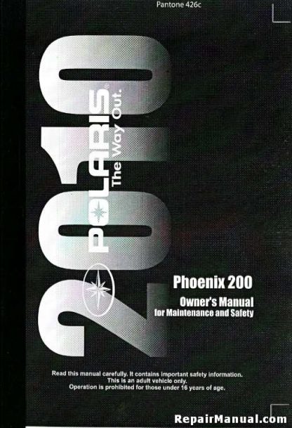 Official 2010 Polaris Phoenix 200 Factory Owners Manual