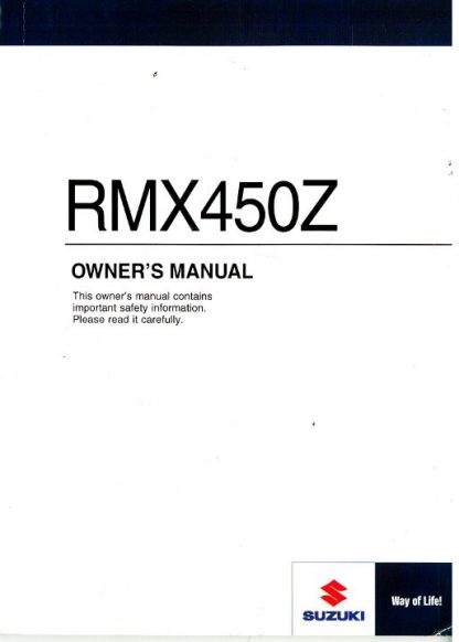 Official 2010 Suzuki RMX450ZL0 Factory Owners And Race Preparation Manual