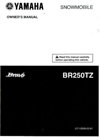 Official 2010 Yamaha BR250TZ Bravo Snowmobile Factory Owners Manual