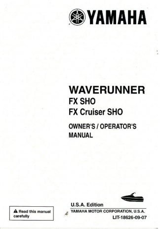 Official 2011 Yamaha FX SHO And Cruiser SHO FX1800 Owners Manual