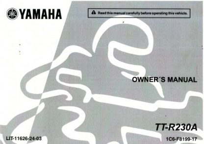 Official 2011 Yamaha TTR230 Factory Owners Manual