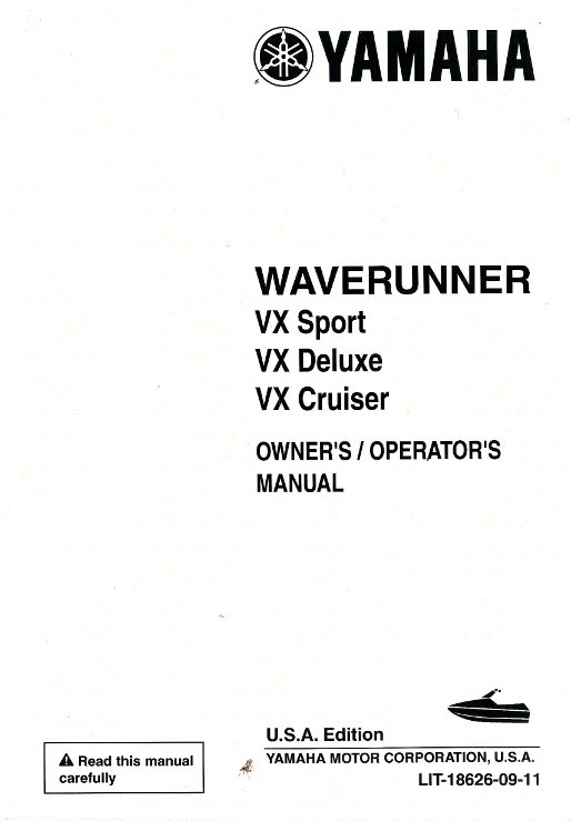 2011 Yamaha Waverunner Vx Vx1100 Owners Manual