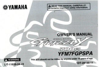 Official 2011 Yamaha YFM700FGPSPA Grizzly Factory Owners Manual