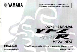 Official 2011 Yamaha YFZ450R Factory Owners Manual