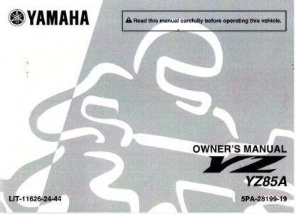 Official 2011 Yamaha YZ85A Owners Manual