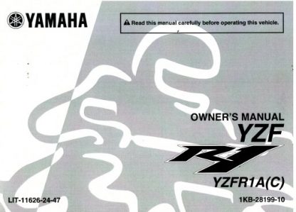 Official 2011 Yamaha YZF-R1 YZFR1000 Owners Manual