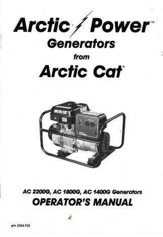 Official Arctic Cat 1400G 1800G 2200GD Generator Owners Manual
