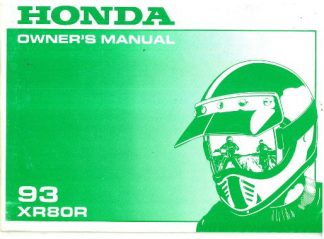 Official Honda 1993 XR80R Factory Owners Manual