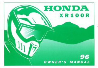 Official Honda 1996 XR100R Motorcycle Owners Manual