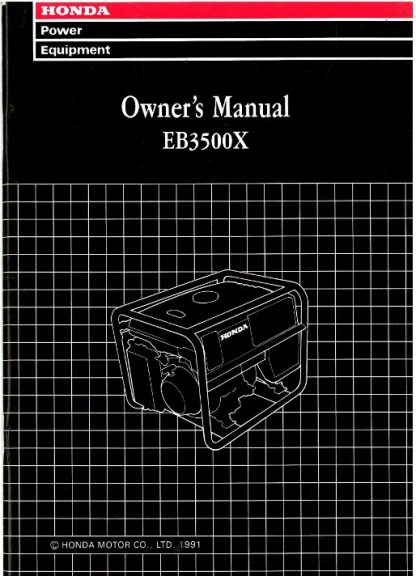 Official Honda EB3500X Generator Serial Range EA6-3100001 To EA6-3104277 Owners Manual