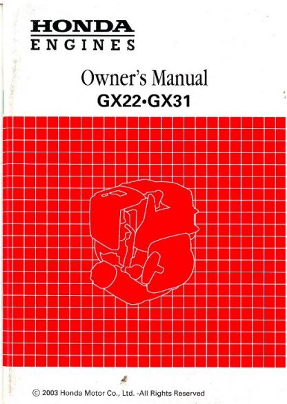 Official Honda GX22 GX3 Engine Owners Manual