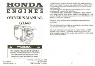 Official Honda GX640 Engine Owners Manual