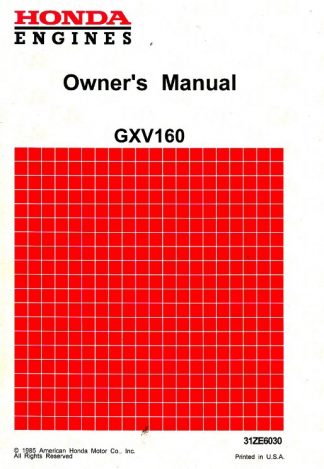 Official Honda GXV120 GXV160 Engine Owners Manual