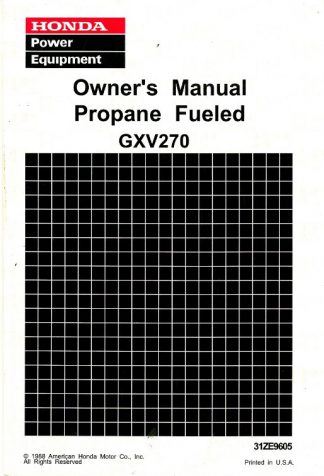 Official Honda GXV270 Propane Fueled Engine Owners Manual