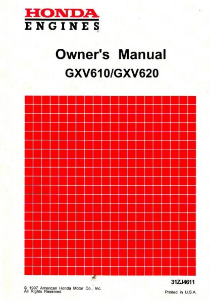 Official Honda GXV610 GXV620 Engine Owners Manual