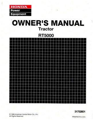 Official Honda RT5000 Tractor Owners Manual