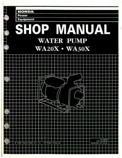 Official Honda WA20X And WA30X Water Pump Shop Manual