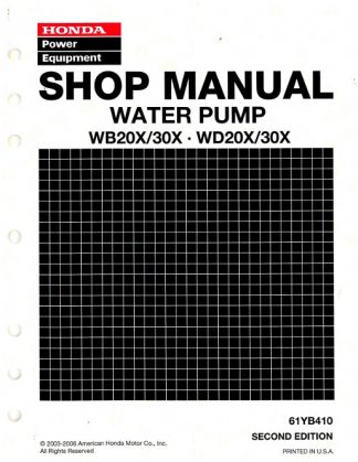 Official Honda WB20X 30X and WD20X 30X Water Pump Shop Manual