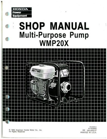 Official Honda WMP20X Water Pump Shop Manual