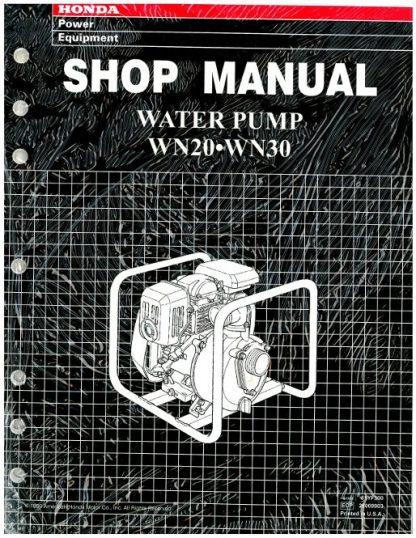Official Honda WN20 30 Water Pump Shop Manual