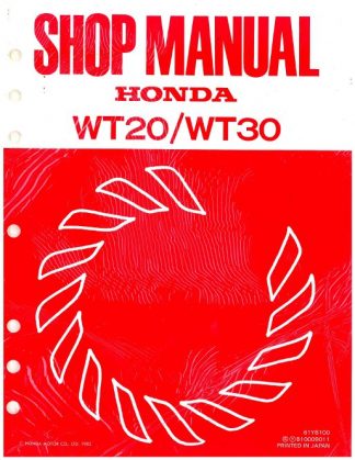 Official Honda WT20 And WT30 Water Pump Shop Manual