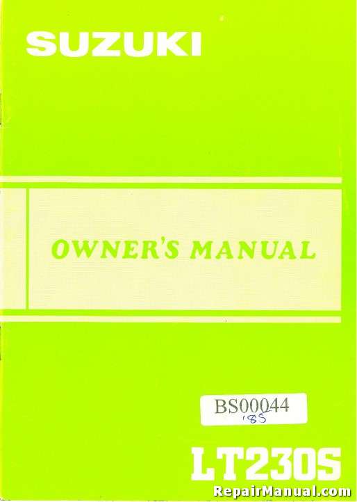 Suzuki 1985 Lt230s Atv Owners Manual